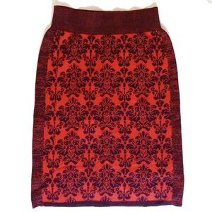 Moth Knit Pencil Mini Skirt S Orange Paisley Sweater - 50off3
